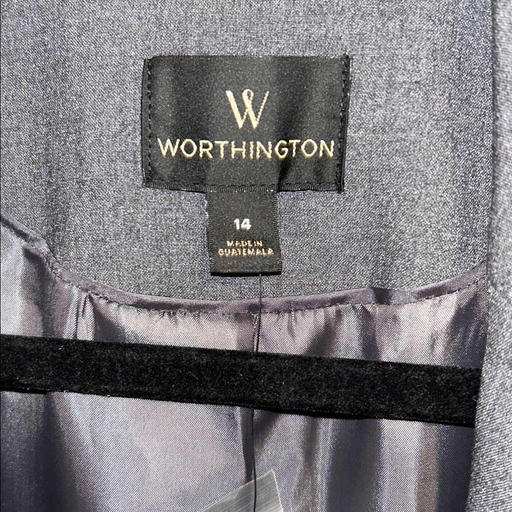 Worthington Size 14 Grey Single Button Polyester Rayon Spandex Suit Jacket - Picture 4 of 16
